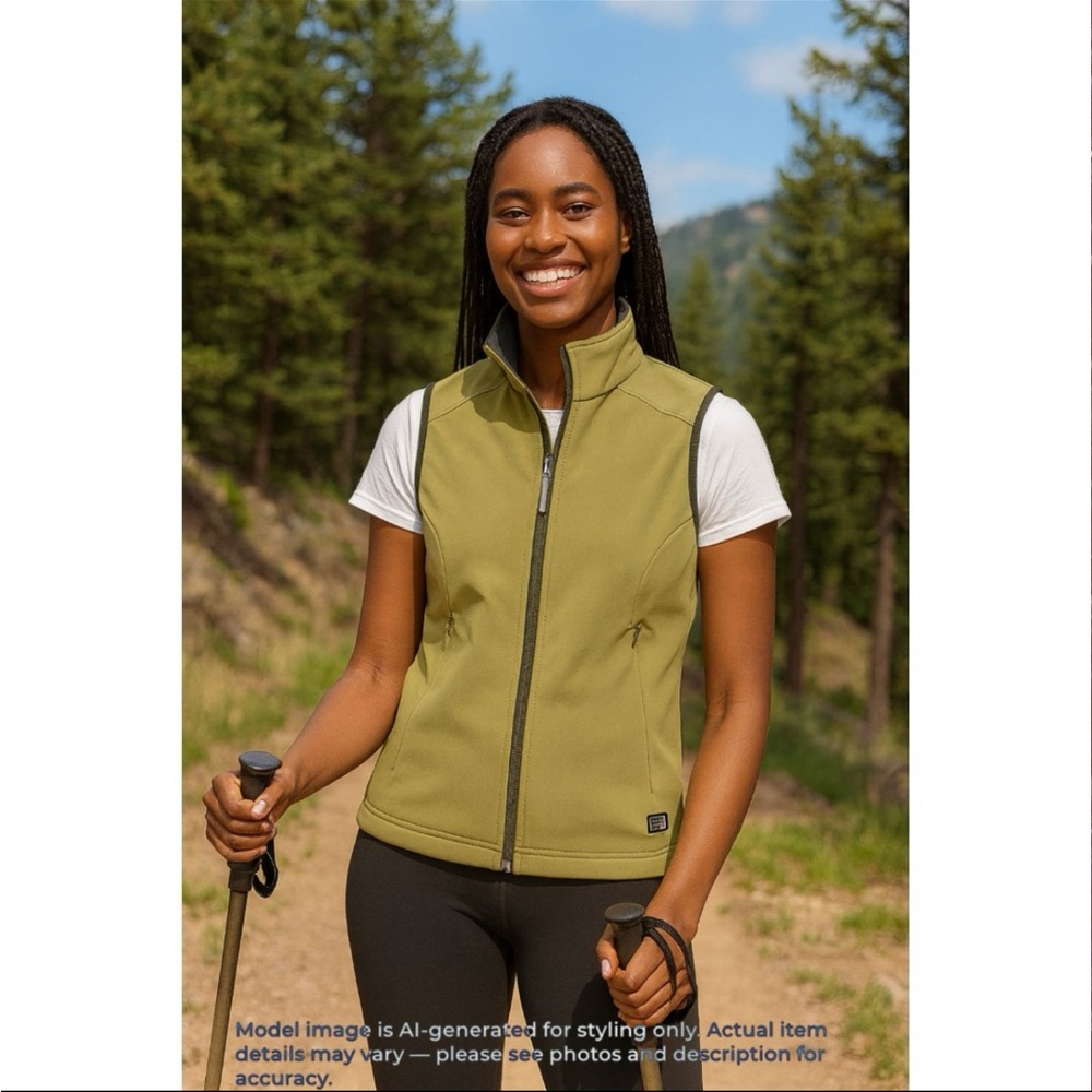 REI Women’s XS Softshell Vest Green Outdoor Hiking Zip Up Core Layers